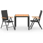 The Living Store 3-tlg. Garten-Essgruppe Schwarz und Braun