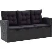 The Living Store 6-tlg. Garten-Lounge-Set mit Kissen Poly Rattan Schwarz