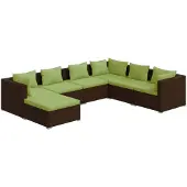 The Living Store 7-tlg. Garten-Lounge-Set mit Kissen Poly Rattan Braun