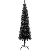 The Living Store Schlanker Weihnachtsbaum Schwarz 240 cm