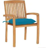 The Living Store Gartenstühle 2 Stk. mit Hellblauen Kissen Massivholz Teak
