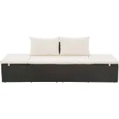 The Living Store Gartenbett Schwarz 195×60 cm Poly Rattan