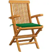 The Living Store Gartenstühle mit Grünen Kissen 2 Stk. Massivholz Teak