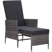 The Living Store Garten-Liegestuhl mit Auflagen Poly Rattan Grau