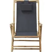 The Living Store Verstellbarer Relaxstuhl Dunkelgrau Bambus und Stoff