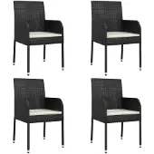 The Living Store Gartenstühle mit Kissen 4 Stk. Poly Rattan Schwarz