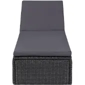 The Living Store Sonnenliege Poly Rattan Schwarz und Dunkelgrau