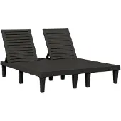 The Living Store Doppel-Sonnenliege Schwarz 155x138x83 cm Polypropylen