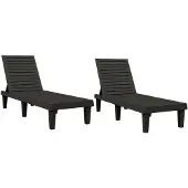 The Living Store Sonnenliegen 2 Stk. Schwarz 155x58x83 cm Polypropylen