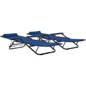 The Living Store Klappbare Sonnenliegen 2 Stk. mit Fußablage Blau