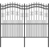 The Living Store Gartenzaun mit Speerspitzen Schwarz 222 cm Stahl