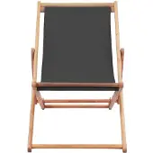 The Living Store Klappbarer Strandstuhl Stoff und Holzrahmen Grau