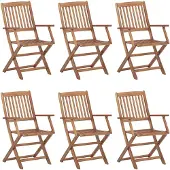 The Living Store Klappbare Gartenstühle 6 Stk. mit Kissen Massivholz Akazie