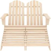 The Living Store 2-Sitzer Adirondack-Gartenbank mit Fußstütze Tannenholz