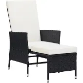The Living Store Garten-Liegestuhl mit Auflagen Poly Rattan Schwarz