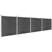 The Living Store Zaunelement Set WPC 699x186 cm Schwarz
