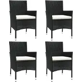 The Living Store Gartenstühle mit Kissen 4 Stk. Poly Rattan Schwarz