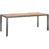 The Living Store 9-tlg. Garten-Essgruppe mit Auflagen Poly Rattan Grau