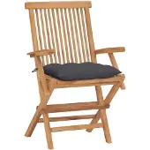 The Living Store Gartenstühle mit Anthrazit Kissen 4 Stk. Massivholz Teak