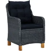 The Living Store Gartenstühle mit Kissen 2 Stk. Poly Rattan Dunkelgrau