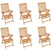 The Living Store Gartenstühle 6 Stk. mit Grauen Kissen Massivholz Teak