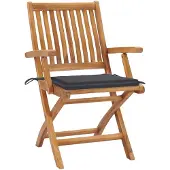 The Living Store Gartenstühle 2 Stk. mit Anthrazit Kissen Massivholz Teak