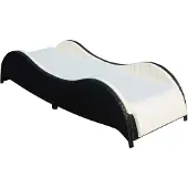 The Living Store Sonnenliege mit Polsterauflage Poly Rattan Schwarz