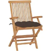 The Living Store Gartenstühle mit Taupe Kissen 2 Stk. Massivholz Teak