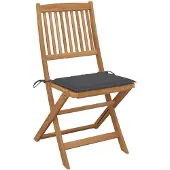 The Living Store Klappbare Gartenstühle 2 Stk. mit Kissen Massivholz Akazie