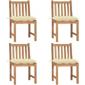 vidaXL Gartenstühle 4 Stk. mit Kissen Massivholz Teak