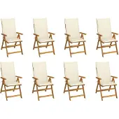vidaXL Klappstühle mit Kissen 8 Stk. Massivholz Akazie