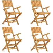 vidaXL Klappstühle, 4 Stück, 55 x 61 x 90 cm, Massivholz Teak