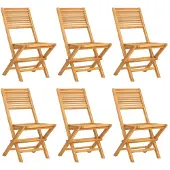 vidaXL Klappstühle, 6 Stück, 47 x 62 x 90 cm, Massivholz Teak
