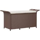 vidaXL Gartenbank mit Kissen Braun 116x46x57 cm Poly Rattan