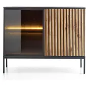 Selsey Tosena - Sideboard zweitürig mit LED, Schwarz/Holtoptik, 104 cm