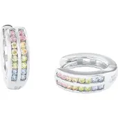 Prinzessin Lillifee Paar Creolen "2024374", bunt (silberfarben, rosa, gelb, blau, grün, rosa, gelb, blau, grün), Ohrringe, Kinder, Silber 925 (Sterlingsilber), Paar Creolen, mit Zirkonia (synth.)