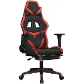 vidaXL Gaming-Stuhl mit Fußstütze Schwarz und Rot Kunstleder