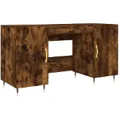 The Living Store Schreibtisch Räuchereiche 140x50x75 cm Holzwerkstoff