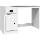 The Living Store Schreibtisch mit Schublade Weiß 115x50x75 cm Holzwerkstoff