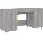 The Living Store Schreibtisch Grau Sonoma 140x50x75 cm Holzwerkstoff