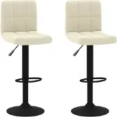 The Living Store Barhocker 2 Stk. Creme Samt