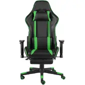 The Living Store Gaming-Stuhl mit Fußstütze Drehbar Grün PVC