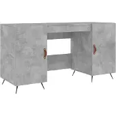 The Living Store Schreibtisch Betongrau 140x50x75 cm Holzwerkstoff
