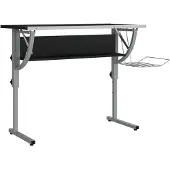The Living Store Basteltisch Schwarz & Grau 110x53x(58-87)cm Holzwerkstoff Stahl