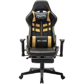 The Living Store Gaming-Stuhl mit Fußstütze Schwarz und Golden Kunstleder