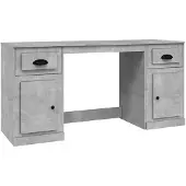 The Living Store Schreibtisch mit Stauraum Betongrau Holzwerkstoff