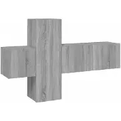 The Living Store 3-tlg. TV-Schrank-Set Grau Sonoma Holzwerkstoff