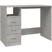 The Living Store Schreibtisch mit Schubladen Betongrau 102x50x76cm Holzwerkstoff