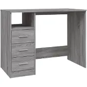 The Living Store Schreibtisch mit Schubladen Grau Sonoma 102x50x76 cm