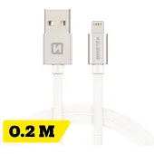 Swissten -Textilkabel USB-Licht (0,2 m-Silver)